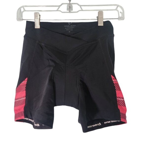 Pearl Izumi Cycling Shorts Black Pink Nylon Lycra Blend Padded Womens Medium EUC - Picture 1 of 8